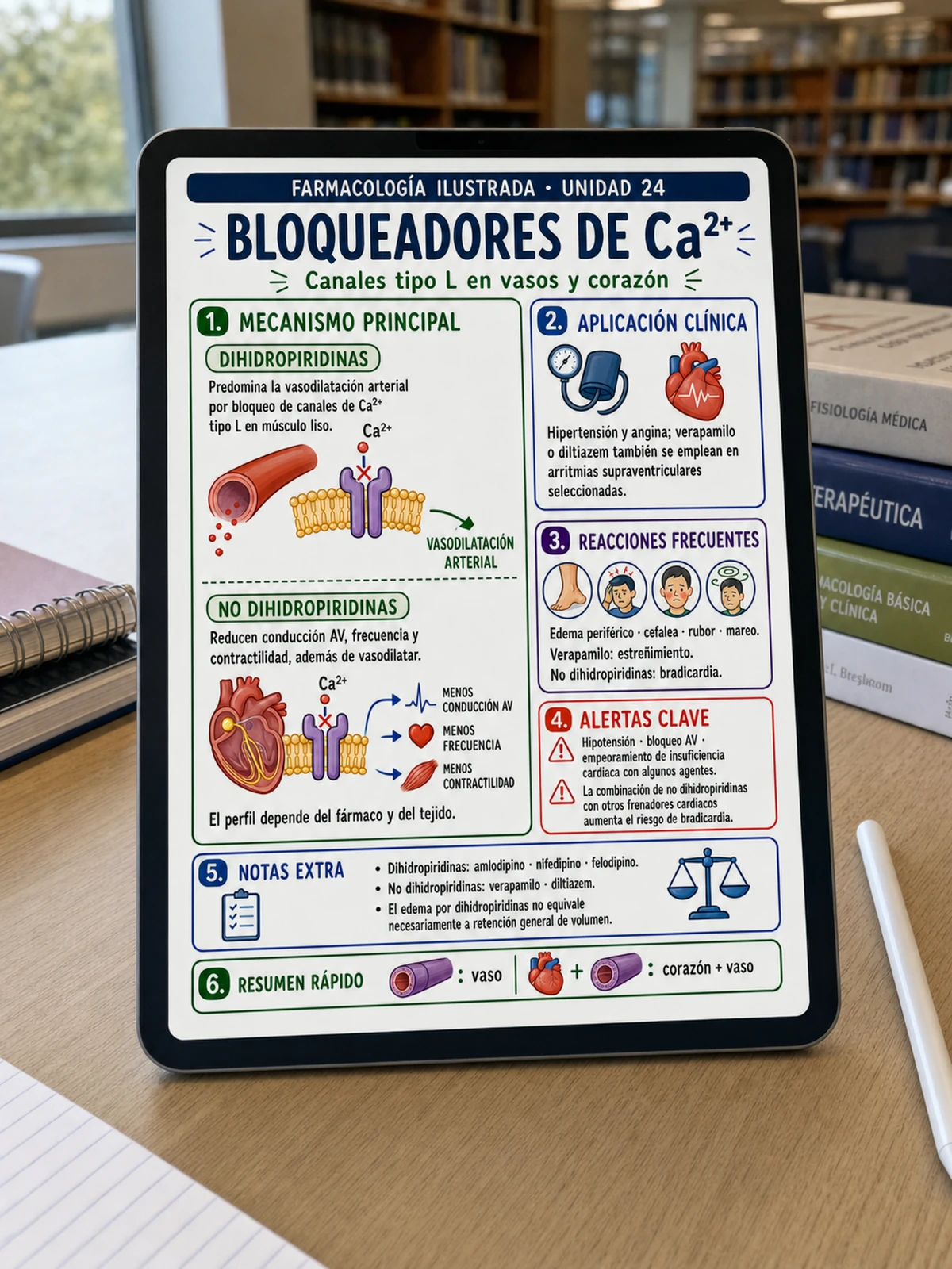 Mapa visual de bloqueadores de calcio en biblioteca